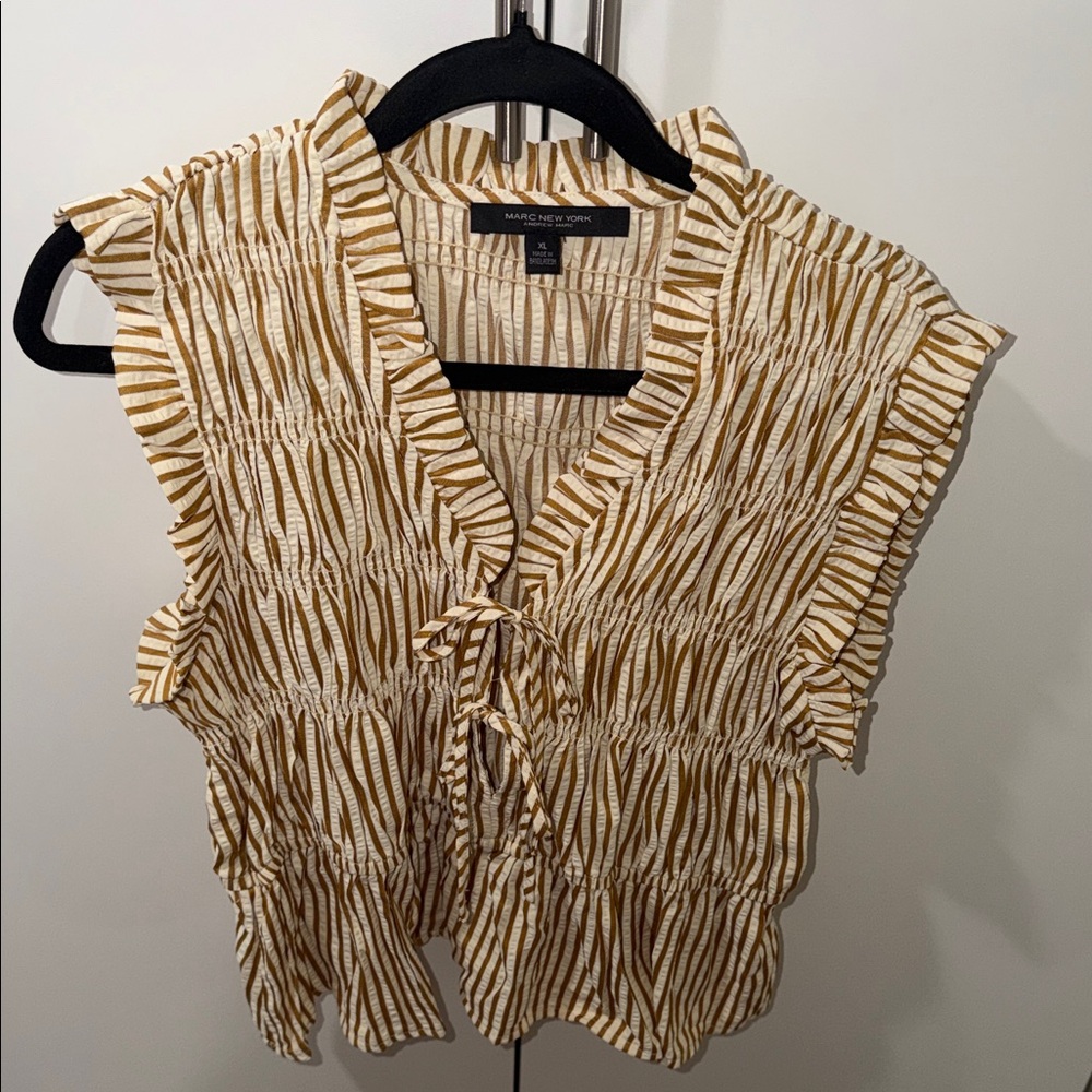 Marc New York Mustard and White Striped Blouse
